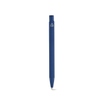 Penna in alluminio riciclato con finitura gommata e inchiostro blu color blu mare vista posteriore