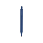 Penna in alluminio riciclato con finitura gommata e inchiostro blu color blu mare vista frontale