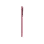 Penna in alluminio riciclato con finitura gommata e inchiostro blu color rosa chiaro