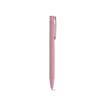 Penna in alluminio riciclato con finitura gommata e inchiostro blu color rosa chiaro seconda vista