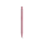 Penna in alluminio riciclato con finitura gommata e inchiostro blu color rosa chiaro vista posteriore