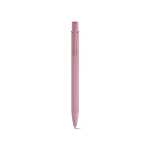 Penna in alluminio riciclato con finitura gommata e inchiostro blu color rosa chiaro vista frontale