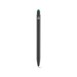 Penna in alluminio riciclato con puntatore touch e inchiostro blu color verde vista posteriore