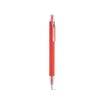 Penna in alluminio riciclato con meccanismo a pulsante e inchiostro blu color rosso