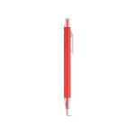 Penna in alluminio riciclato con meccanismo a pulsante e inchiostro blu color rosso seconda vista