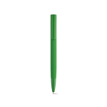 Penna a scatto in alluminio riciclato con finitura lucida e inchiostro blu color verde vista frontale