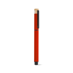 Penna roller in alluminio riciclato e bambù con inchiostro blu color rosso