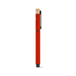 Penna roller in alluminio riciclato e bambù con inchiostro blu color rosso seconda vista