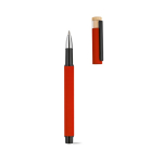 Penna roller in alluminio riciclato e bambù con inchiostro blu color rosso terza vista
