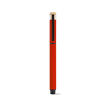 Penna roller in alluminio riciclato e bambù con inchiostro blu color rosso vista frontale