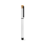 Penna roller in alluminio riciclato e bambù con inchiostro blu color bianco