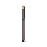 Penna roller in alluminio riciclato e bambù con inchiostro blu color grigio