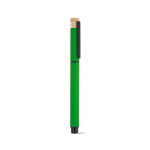 Penna roller in alluminio riciclato e bambù con inchiostro blu color verde