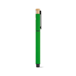 Penna roller in alluminio riciclato e bambù con inchiostro blu color verde seconda vista