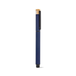 Penna roller in alluminio riciclato e bambù con inchiostro blu color blu mare