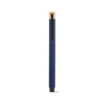 Penna roller in alluminio riciclato e bambù con inchiostro blu color blu mare vista frontale