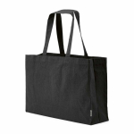Borsa della spesa in cotone ecologico naturale con fondo piatto 280 g/m2 color nero