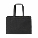 Borsa della spesa in cotone ecologico naturale con fondo piatto 280 g/m2 color nero vista frontale