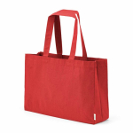 Borsa della spesa in cotone ecologico naturale con fondo piatto 280 g/m2 color rosso