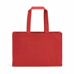Borsa della spesa in cotone ecologico naturale con fondo piatto 280 g/m2 color rosso vista posteriore