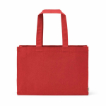 Borsa della spesa in cotone ecologico naturale con fondo piatto 280 g/m2 color rosso vista frontale