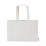 Borsa della spesa in cotone ecologico naturale con fondo piatto 280 g/m2 color bianco vista frontale