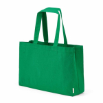 Borsa della spesa in cotone ecologico naturale con fondo piatto 280 g/m2 color verde