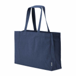 Borsa della spesa in cotone ecologico naturale con fondo piatto 280 g/m2 color blu mare
