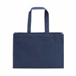 Borsa della spesa in cotone ecologico naturale con fondo piatto 280 g/m2 color blu mare vista posteriore