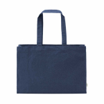 Borsa della spesa in cotone ecologico naturale con fondo piatto 280 g/m2 color blu mare vista frontale