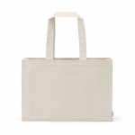 Borsa della spesa in cotone ecologico naturale con fondo piatto 280 g/m2 color naturale vista frontale
