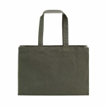 Borsa della spesa in cotone ecologico naturale con fondo piatto 280 g/m2 color verde militare vista posteriore