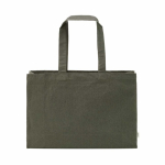 Borsa della spesa in cotone ecologico naturale con fondo piatto 280 g/m2 color verde militare vista frontale