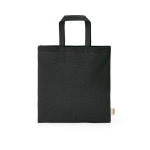 Borsa in cotone riciclato naturale con manici da 30 cm e 140 g/m² color nero vista frontale