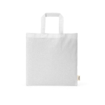 Borsa in cotone riciclato naturale con manici da 30 cm e 140 g/m² color bianco vista frontale