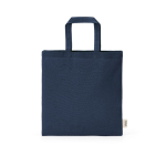 Borsa in cotone riciclato naturale con manici da 30 cm e 140 g/m² color blu mare vista frontale