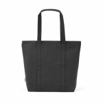 Borsa della spesa in cotone riciclato con zip 360 g/m² color nero vista posteriore