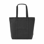 Borsa della spesa in cotone riciclato con zip 360 g/m² color nero vista frontale