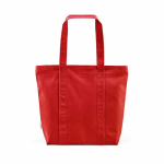 Borsa della spesa in cotone riciclato con zip 360 g/m² color rosso vista posteriore
