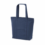 Borsa della spesa in cotone riciclato con zip 360 g/m² color blu mare
