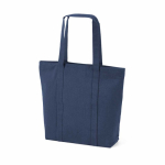 Borsa della spesa in cotone riciclato con zip 360 g/m² color blu mare seconda vista
