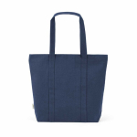 Borsa della spesa in cotone riciclato con zip 360 g/m² color blu mare vista posteriore