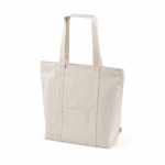 Borsa della spesa in cotone riciclato con zip 360 g/m² color naturale