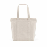 Borsa della spesa in cotone riciclato con zip 360 g/m² color naturale vista frontale