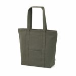 Borsa della spesa in cotone riciclato con zip 360 g/m² color verde militare