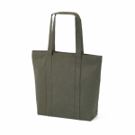 Borsa della spesa in cotone riciclato con zip 360 g/m² color verde militare seconda vista