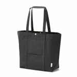 Borsa per la spesa in cotone riciclato con chiusura a pressione 360 g/m2 color nero
