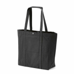 Borsa per la spesa in cotone riciclato con chiusura a pressione 360 g/m2 color nero seconda vista