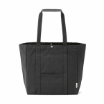 Borsa per la spesa in cotone riciclato con chiusura a pressione 360 g/m2 color nero vista frontale