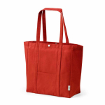 Borsa per la spesa in cotone riciclato con chiusura a pressione 360 g/m2 color rosso